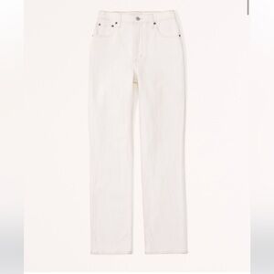 Abercrombie & Fitch Curve Love Ultra High Rise 90s Straight Jean in Cream